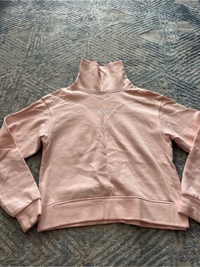 Pink Funnel Neck Pullover Hoodie